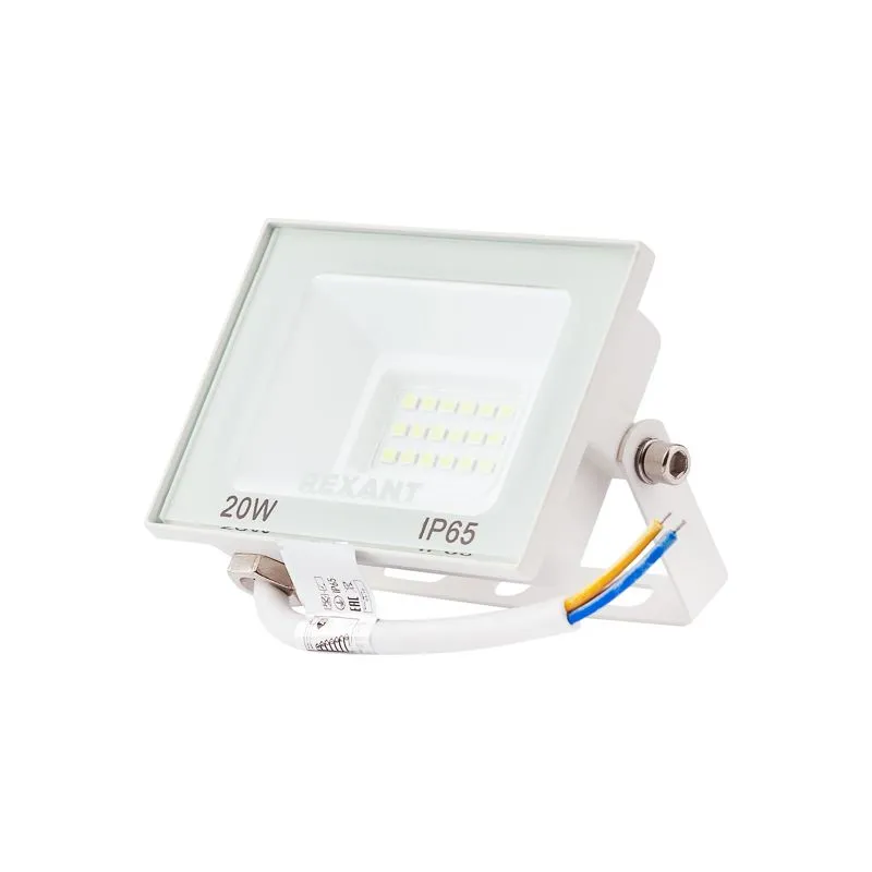 Прожектор светодиодный СДО 20Вт 1600Лм 5000K нейтральный свет, белый корпус REXANT - Фото 2
