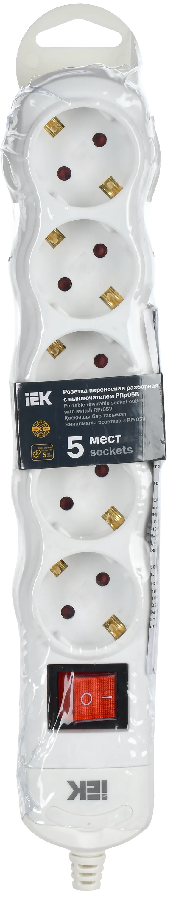Розетка переносная разборная с выключателем РПр05В 5 мест IEK - Фото 2