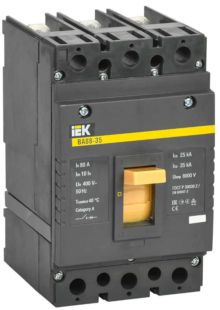 Выключатель автоматический ВА88-35 3Р 80А 35кА IEK SVA30-3-0080