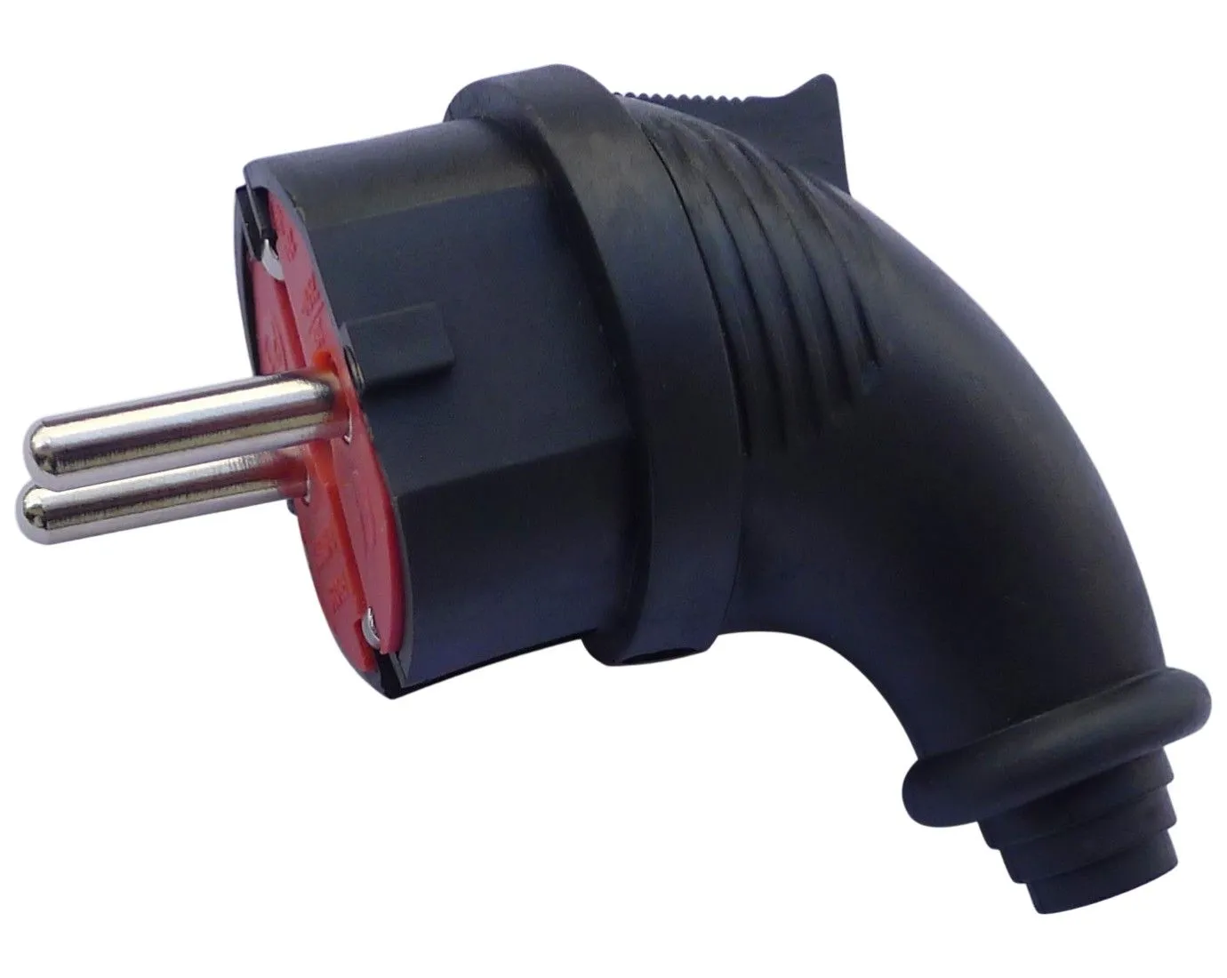 Вилка переносная угловая 16A, 250V, каучук, черный DEKRON для дома