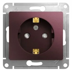 Розетка 1-м СП Glossa 16А IP20 250В с заземл. защ. шторки механизм баклажан. SE GSL001145 454433