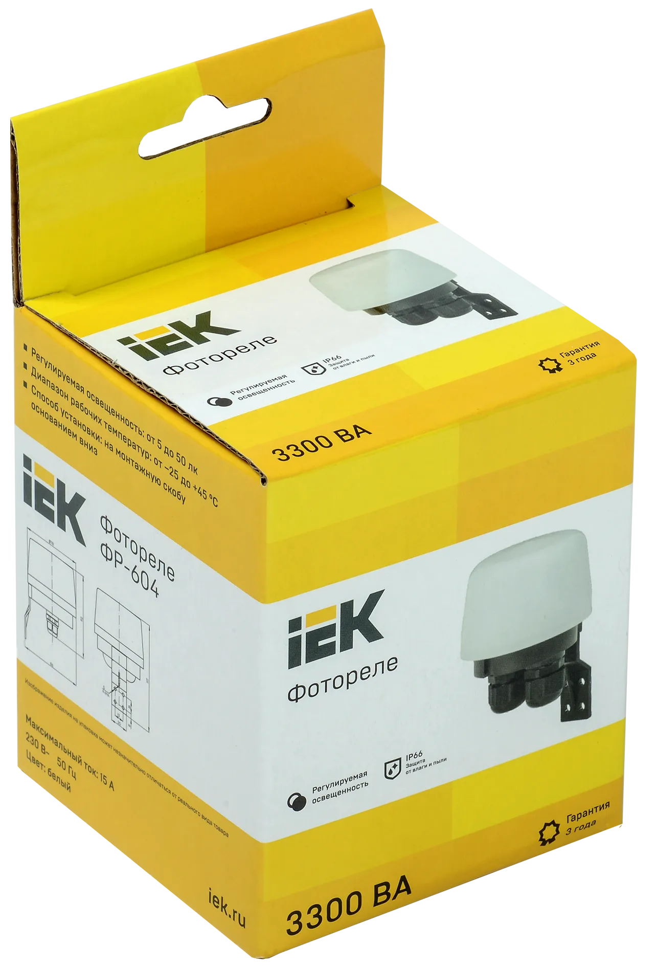 Фотореле ФР-604 3300ВА IP66 белый IEK - Фото 2