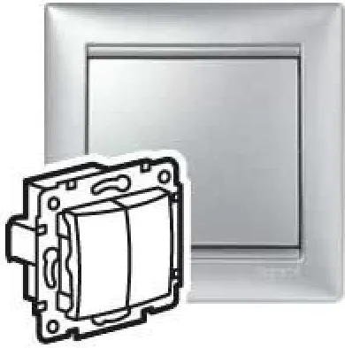 VALENA DIY Переключатель 2-клавишный схема 6/2 10АХ безвинтовые зажимы алюминий 694339