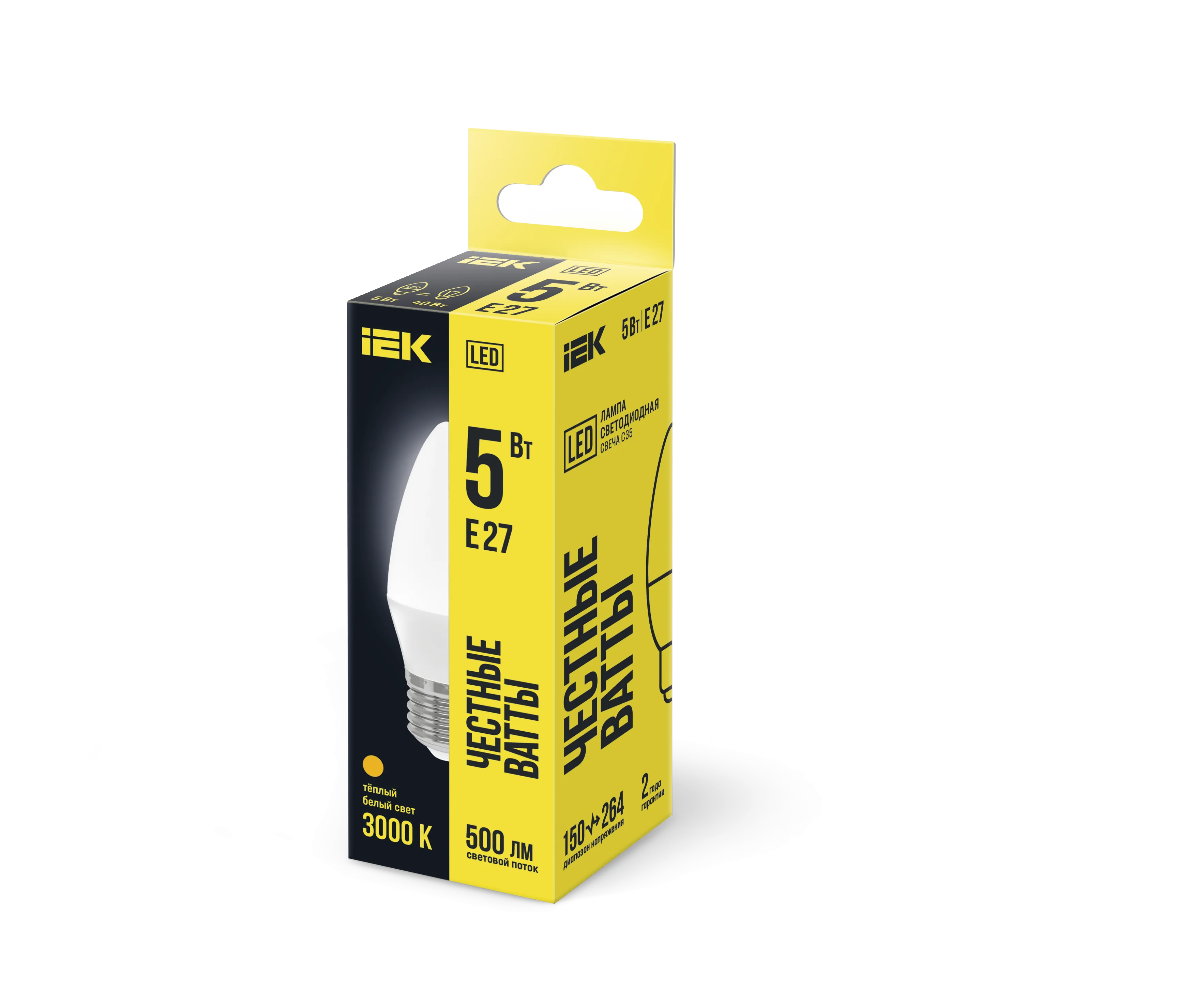 Лампа светодиодная C35 свеча 5Вт 230В 3000К E27 IEK - Фото 2