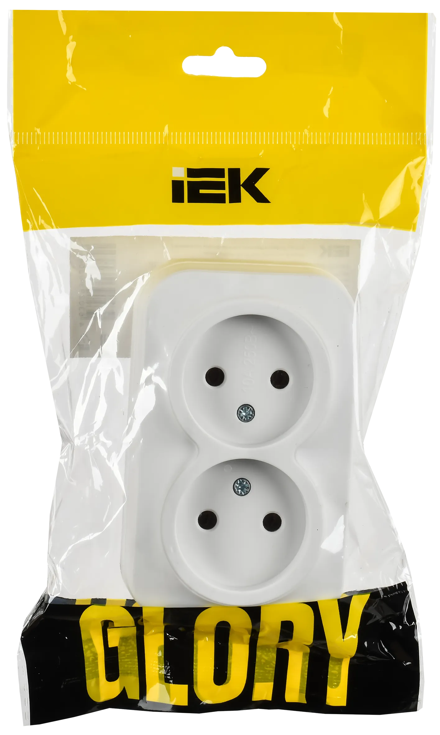 GLORY Розетка 2-местная для открытой установки без заземления без защитных шторок 10А РС22-2-ХБм белый матовый IEK - Фото 2