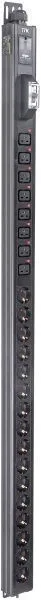 ITK BASE PDU вертикальный PV1102 30U 1 фаза 32А 16 розеток SCHUKO (немецкий стандарт) + 8 розеток C19 без кабеля с клеммной колодкой