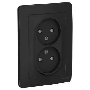 Розетка 2-м СП Blanca 16А IP20 250В без заземл. защ. шторки антрацит SE BLNRS000126 1210382