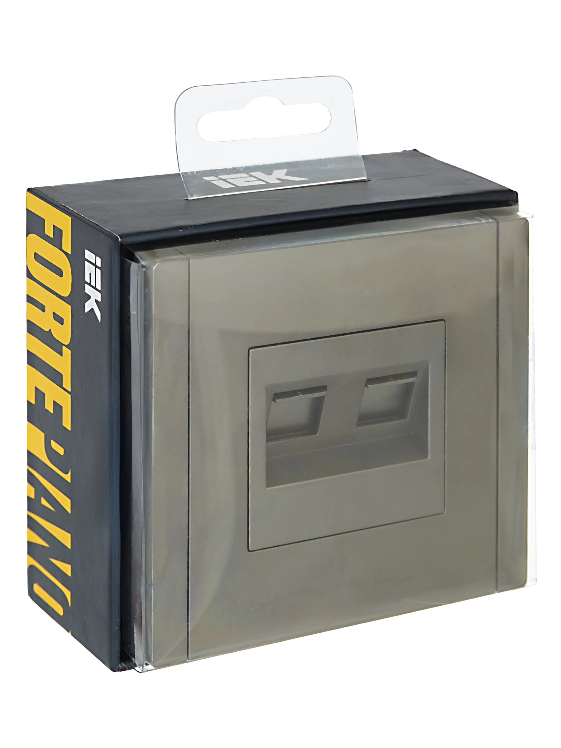 FORTE&PIANO Розетка компьютерная двойная RJ45 кат.6 FP534 сталь IEK - Фото 2