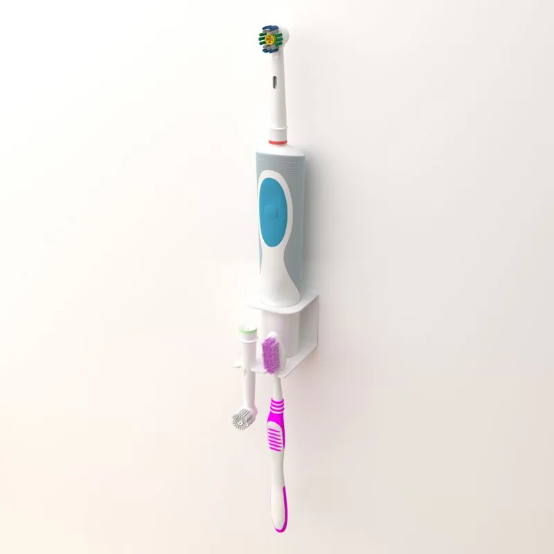 Держатель для хранения электрических зубных щеток и насадок, монтаж без сверления, белый REXANT