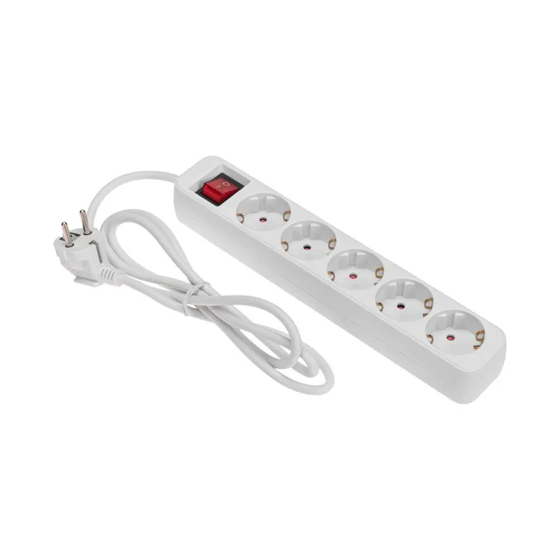 Удлинитель STANDARD 5 гнезд, 1,5м, 3х1,0мм², с/з, с выключателем, белый REXANT - Фото 2