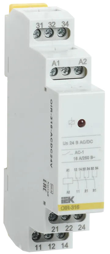 Реле промежуточное модульное OIR 3 контакта 16А 24В AC/DC IEK