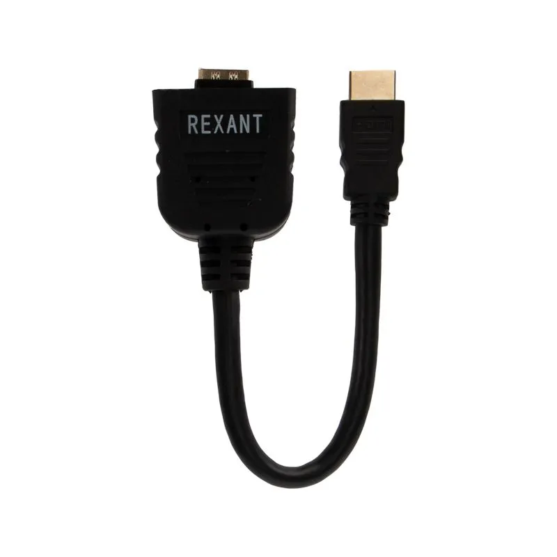 Переходник штекер HDMI - 2 гнезда HDMI с проводом, черный REXANT 17-6832