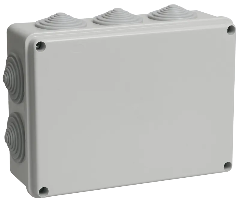 Коробка распаячная КМ41244 для открытой проводки безгалогенная (HF) 190х140х70мм IP55 10 гермовводов серая IEK UKO11-190-140-070-K41-55