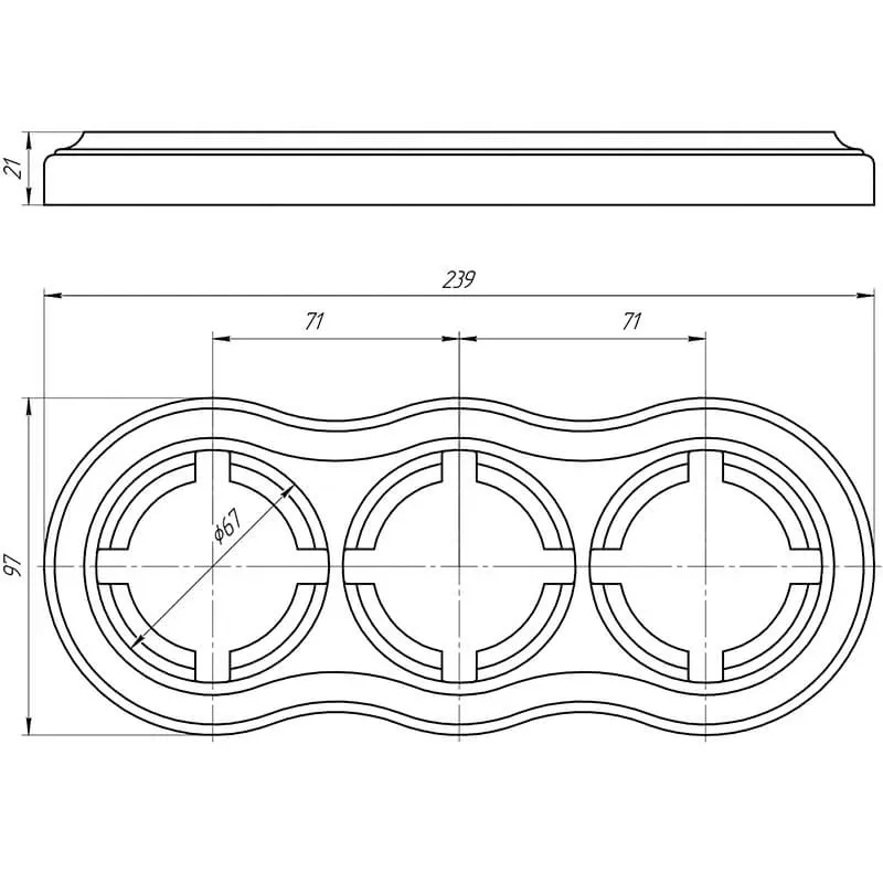 Рамка 3-местная, цвет - темный дуб - Фото 3