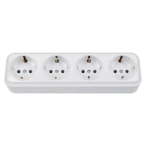 Розетка штепсельная четырехместная для открытой установки с заземляющим контактом РА16-0182 9166BY