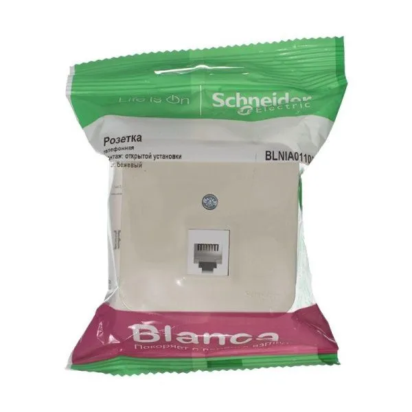 Розетка телефонная 1-м ОП Blanca RJ11 с изолир. пластиной беж. SE BLNIA011007