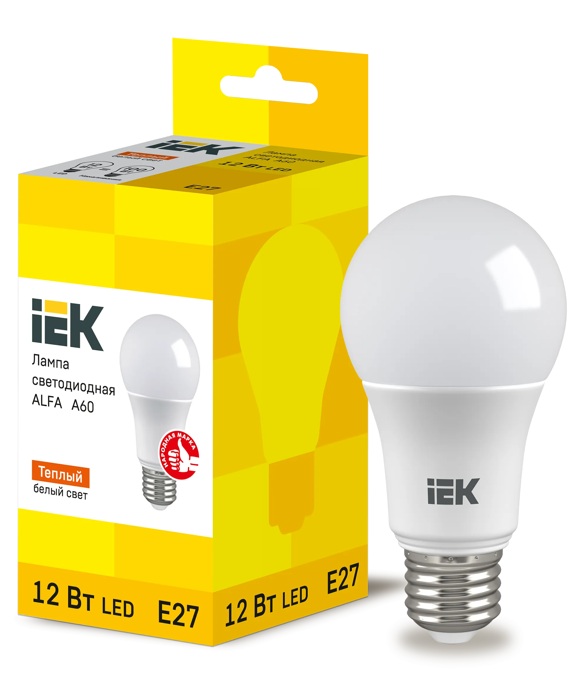 Лампа светодиодная ALFA A60 груша 12Вт 230В 3000К E27 IEK LLA-A60-12-230-30-E27