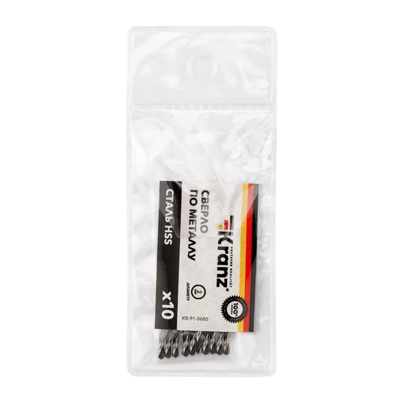 Сверло по металлу 2,0х49х24мм (HSS), DIN 338, 10 шт. в упаковке KRANZ - Фото 4