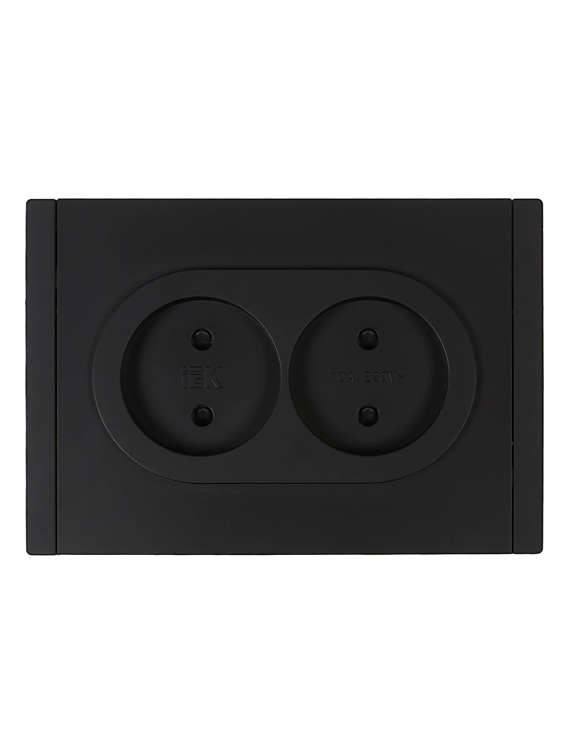 FORTE&PIANO Розетка 2-местная без заземления с защитными шторками безвинтовое крепление 10А FP125 черный IEK - Фото 3