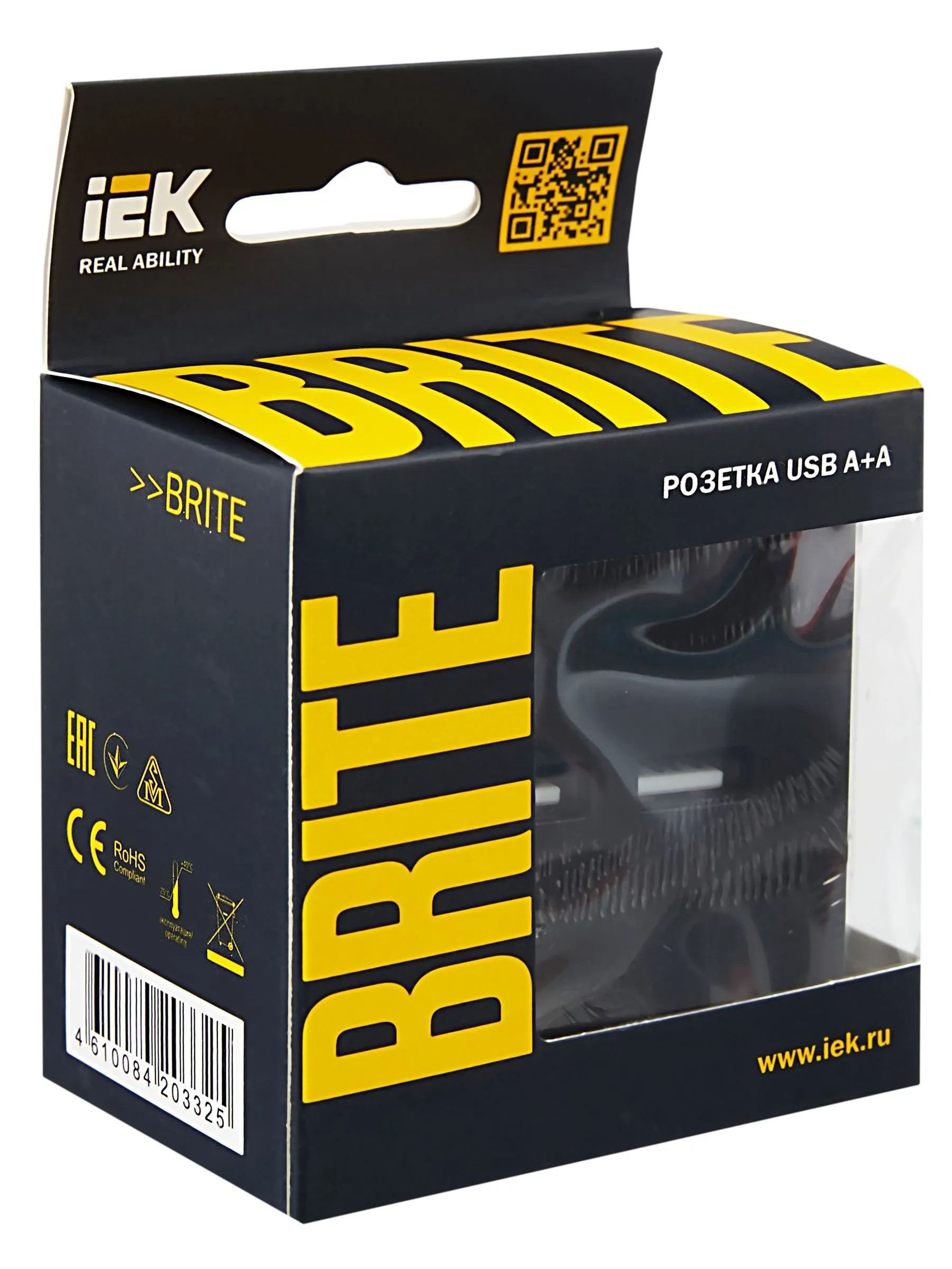 BRITE Розетка USB A+A 5В 3,1А РЮ10-1-БрЧ черный IEK - Фото 7
