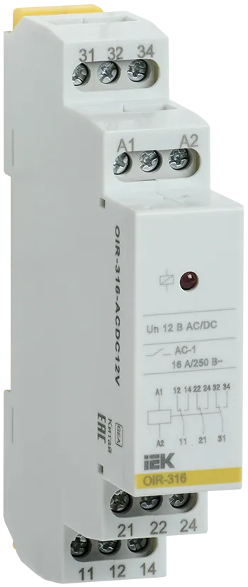 Реле промежуточное модульное OIR 3 контакта 16А 12В AC/DC IEK