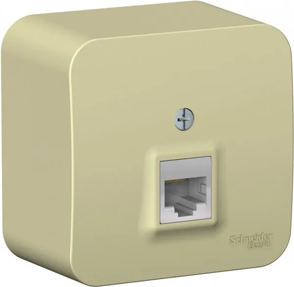 Розетка компьютерная 1-м ОП Blanca RJ45 кат.5E с изолир. пластиной беж. SE BLNIA045007 - Фото 2