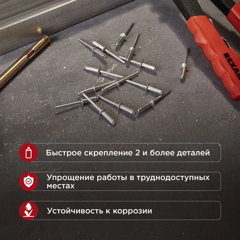 Заклепки, 4,8x14мм, 50 шт. REXANT - Фото 2