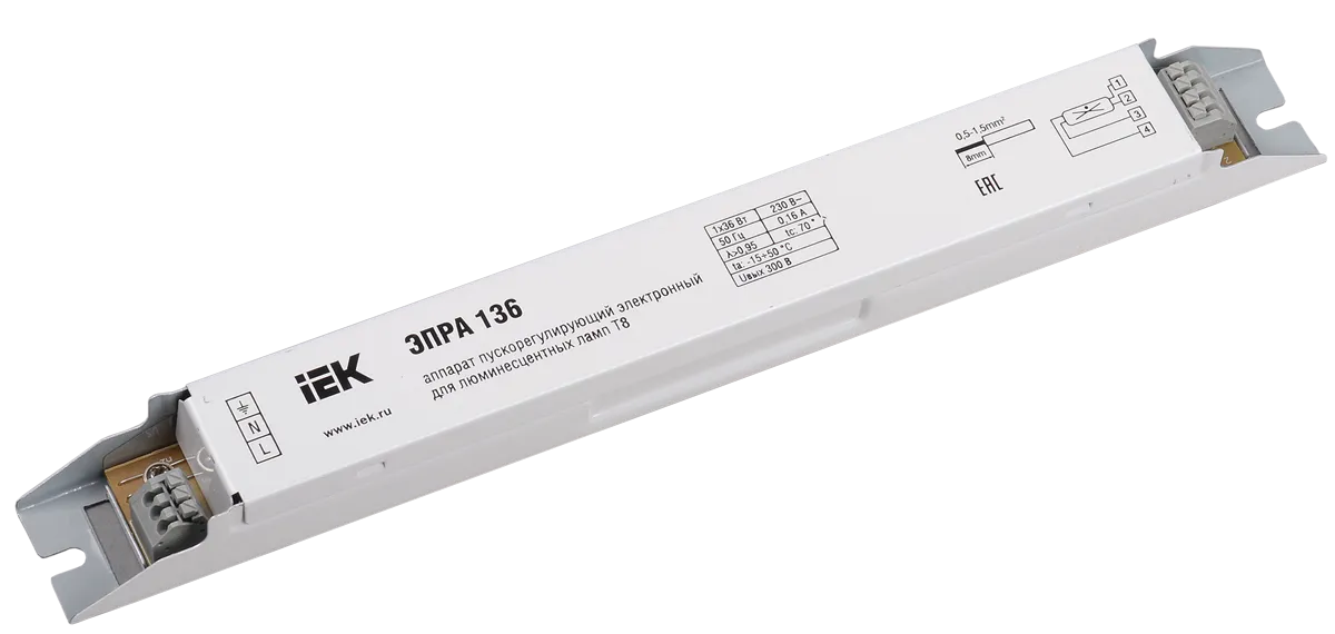 ЭПРА 136 для линейных ЛЛ Т8 IEK