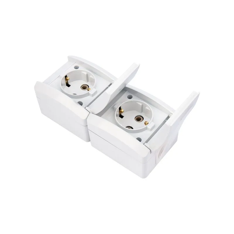 Блок вертикальный 2 розетки (керамика) INDUSTRIAL IP54 с/з, о/у, белый KRANZ - Фото 3