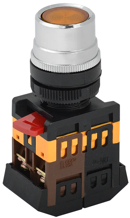 Кнопка ABLF-22 желтый d=22мм неон/240В 1з+1р IEK