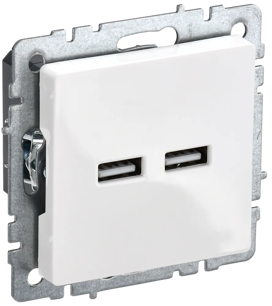 BRITE Розетка USB A+A 5В 3,1А РЮ10-1-БрБ белый IEK