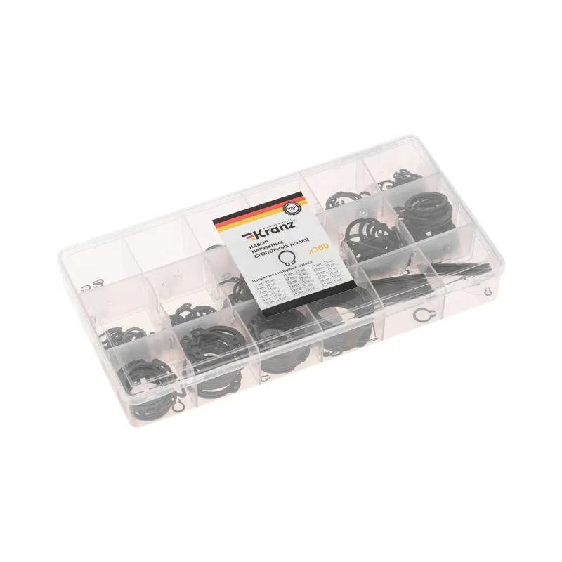 Набор наружных стопорных колец 3-32мм (300 шт/уп) KRANZ KR-01-3101-14