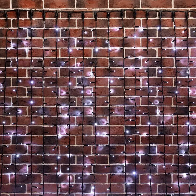 Гирлянда Светодиодный Дождь 2х6м, постоянное свечение, черный провод КАУЧУК, 230 В, диоды БЕЛЫЕ (шнур питания в комплекте) 237-165