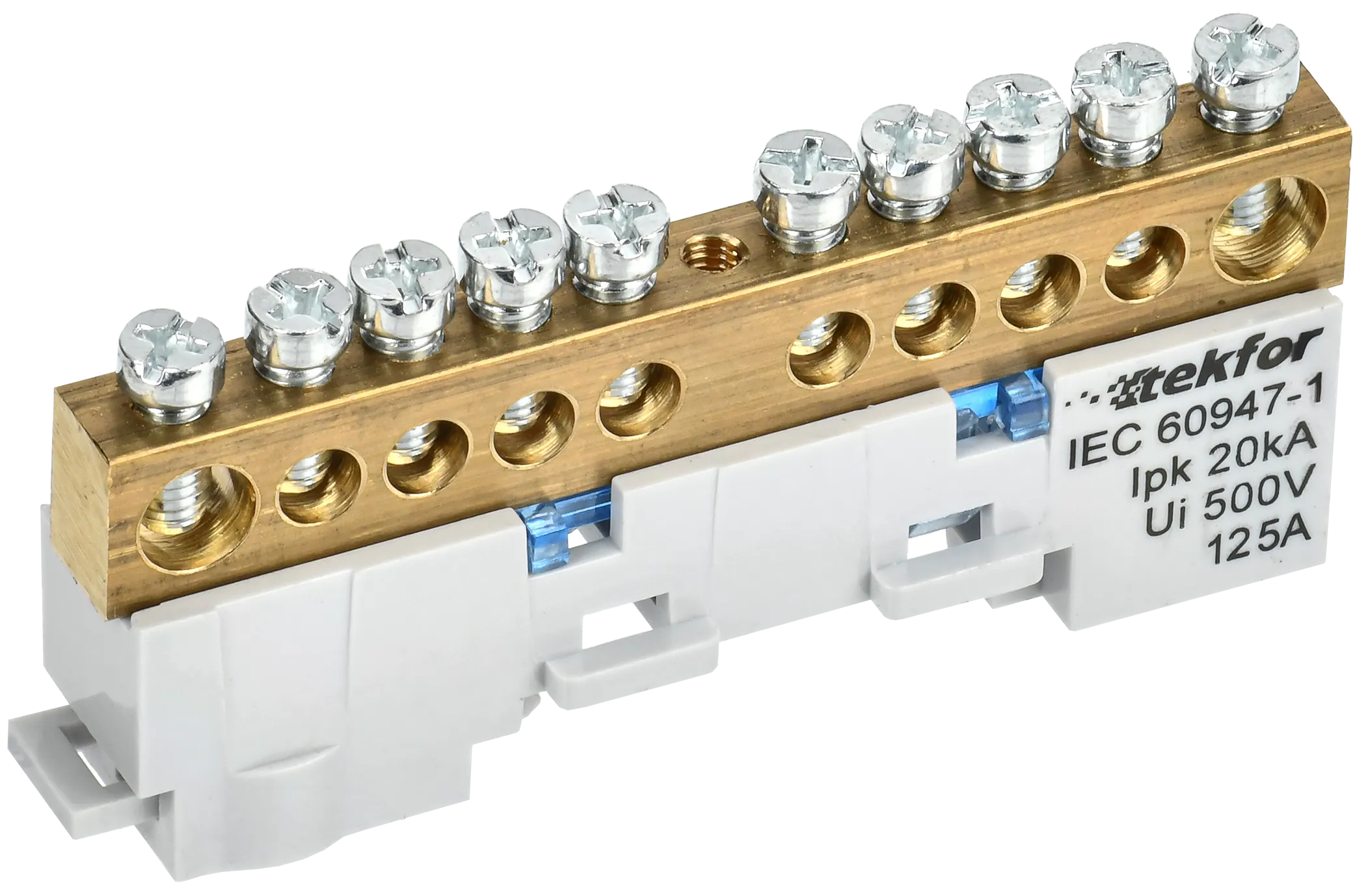 TEKFOR Шина N "ноль" неизолированная на универсальном держателе 8х12-10-С IEK TF-NN20-10-DL-K07