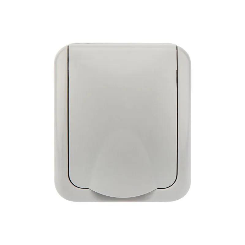 Розетка одноместная Mini OG IP54, с заземлением, о/у, серая KRANZ - Фото 4