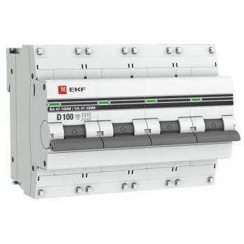 Авт. выкл. 4P 100А (D) 10kA ВА 47-100M без тепл. расцепит. EKF PROxima