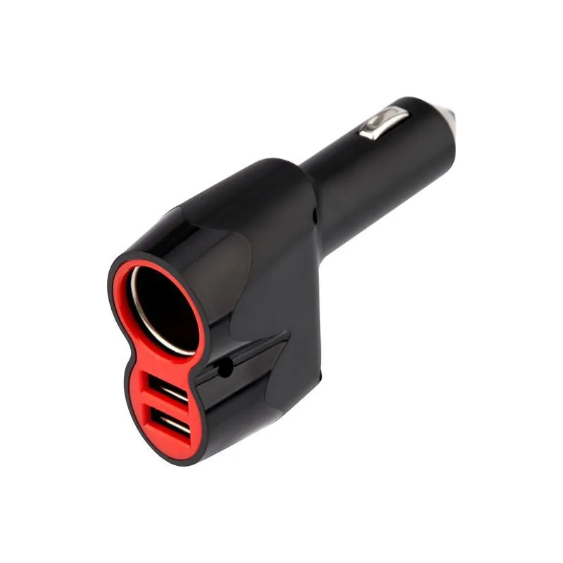 Автозарядка в прикуриватель REXANT АЗУ 2хUSB+гнездо, 12-24V, 5V,1 000mA 16-0299