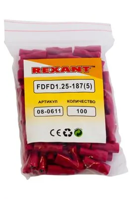 Клемма плоская полностью изолированная РППи-м 1.5-(4.8)/РпИмп 1,25-5-0,8 гнездо 5.6 мм 0.5-1.5 мм² REXANT - Фото 2