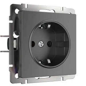 Розетка с заземлением и шторками (графит рифленый) Werkel W1171104