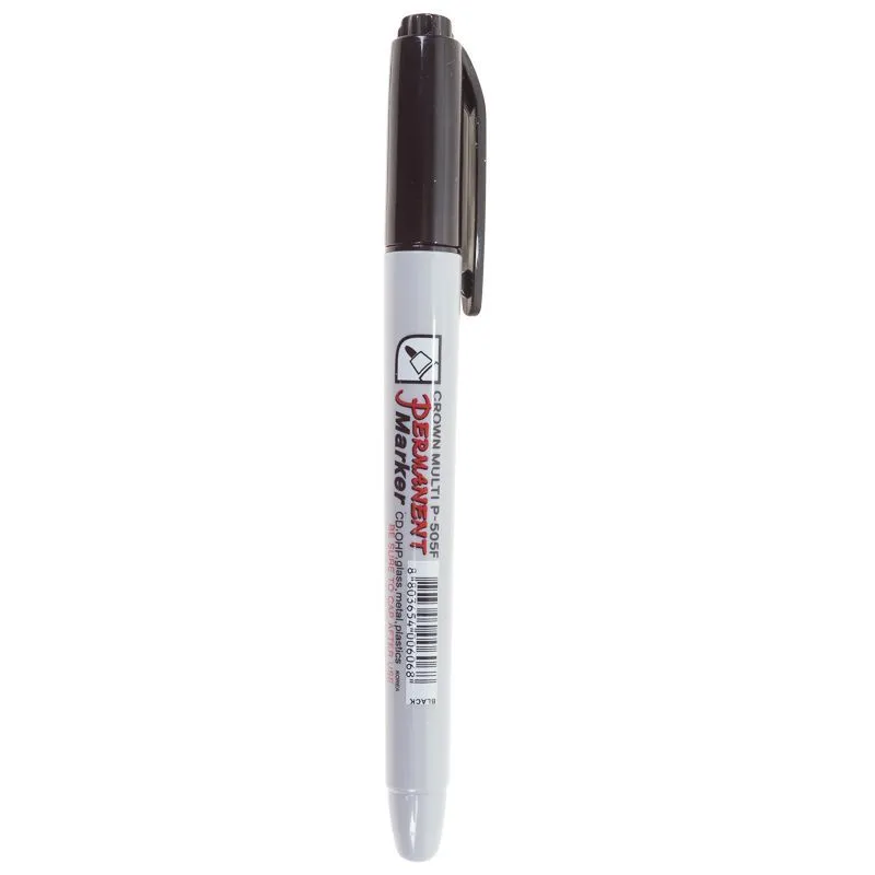 Маркер перманентный Multi Marker Super Slim 1мм, черный, пулевидный Crown 08-8001