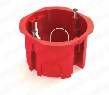 Коробка установочная 1-местная D68х45мм КИРПИЧ с саморезами КРАСНАЯ (100шт)