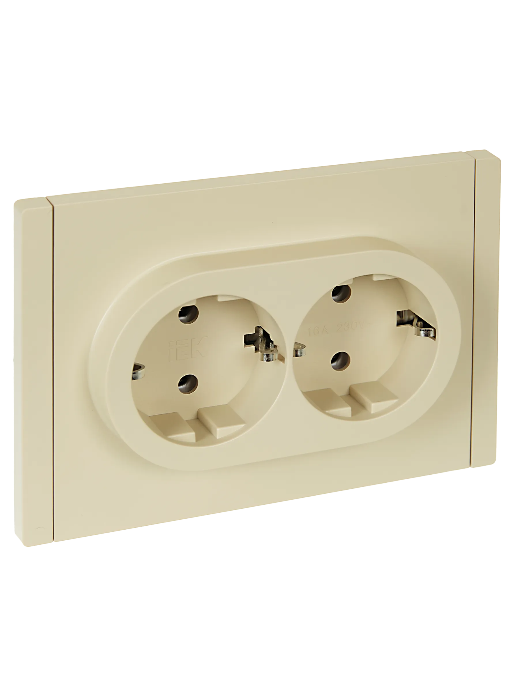 FORTE&PIANO Розетка 2-местная с заземлением без защитных шторок безвинтовое крепление 16А FP424 ваниль IEK FP-R21-16-1-K10