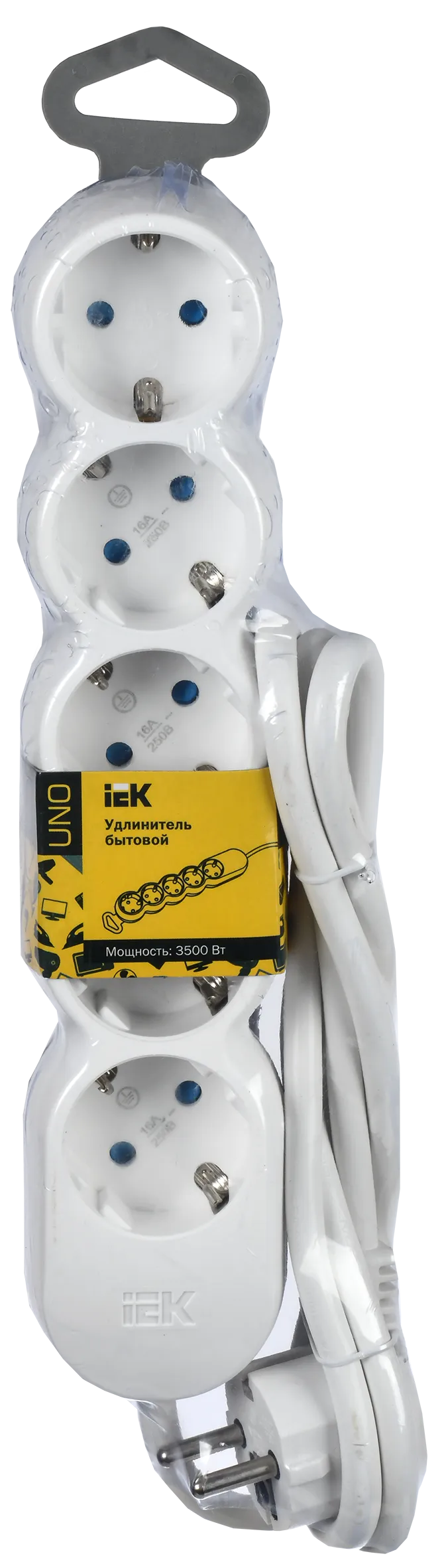 Удлинитель У05 5 мест с заземлением 1,5м 3х1,5мм2 16А/250В UNO IEK - Фото 2