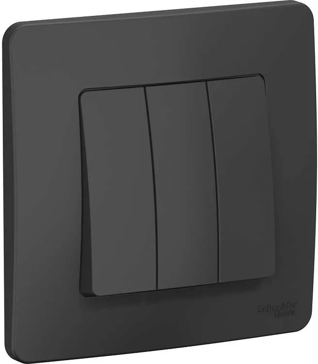 Выключатель 3-кл. СП Blanca 10А IP20 (сх. 1+1+1) 250В антрацит SE BLNVS100506 - Фото 2