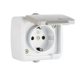 Мурманск Розетка 1-местная 16А с зазем.с кр. IP54 сер. с защ. штор. EKF EFR16-029-30-54