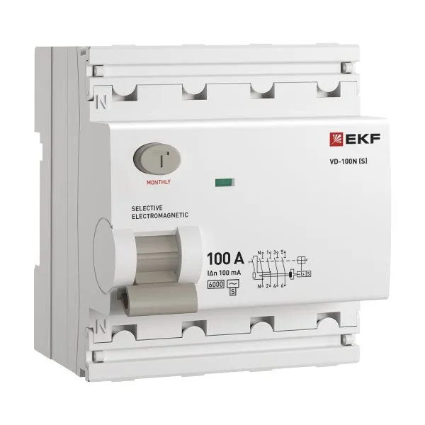 ВДТ ВД-100N (S) 4P 100А 100мА AC эл-мех 6кА PROXIMA EKF E1046MS100100