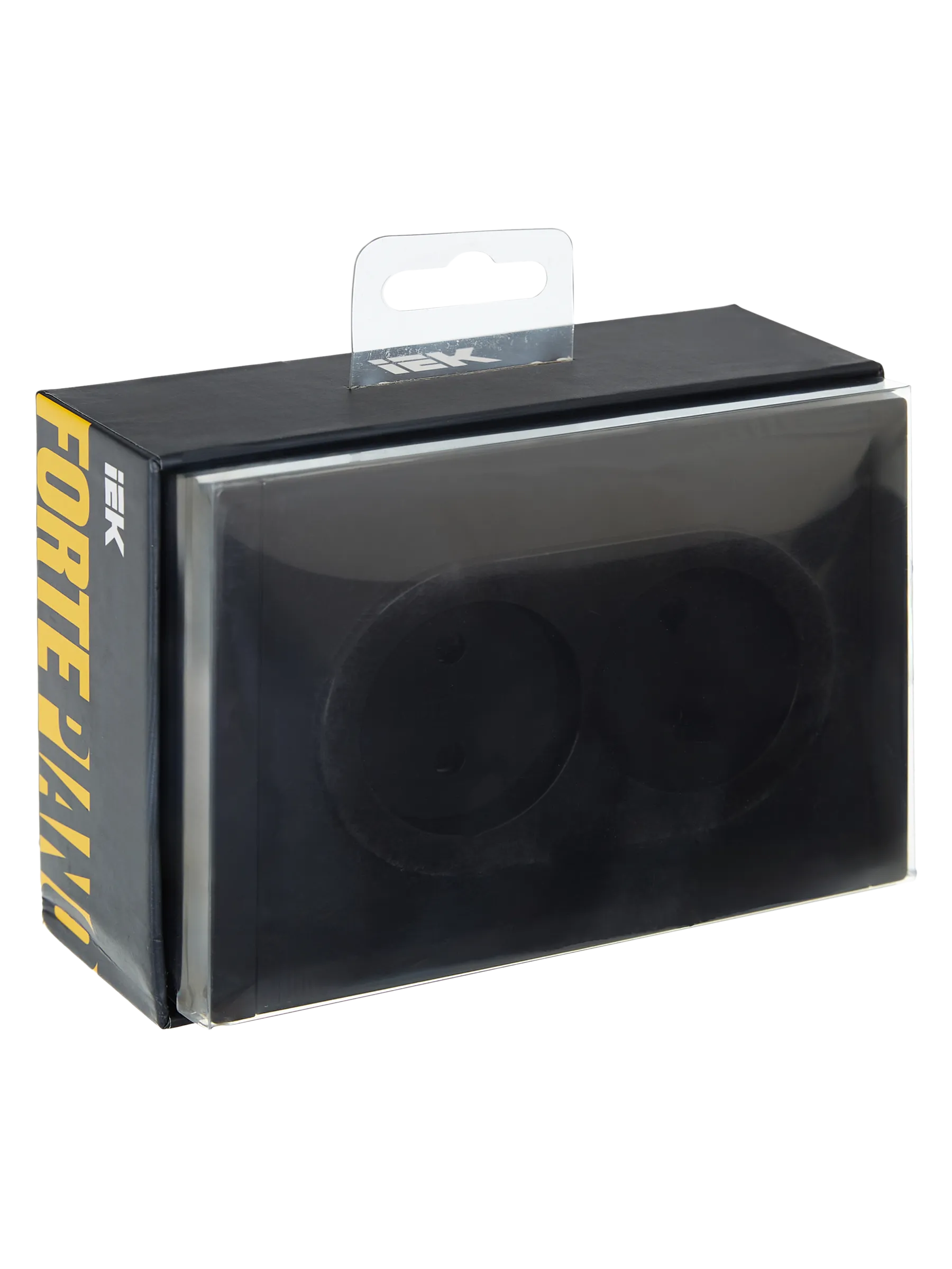 FORTE&PIANO Розетка 2-местная без заземления с защитными шторками безвинтовое крепление 10А FP125 черный IEK - Фото 2