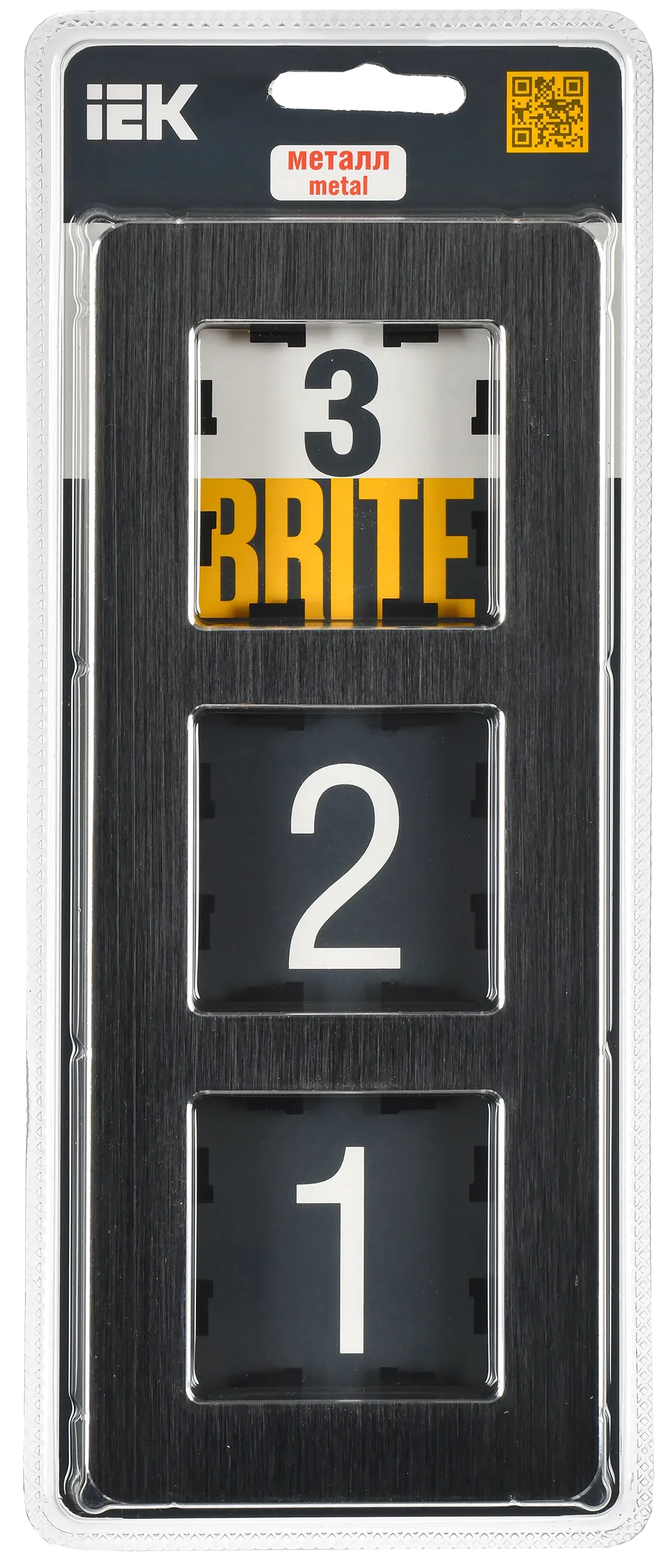 BRITE Рамка 3-местная РУ-3-1-Бр металл черный RE AL IEK - Фото 2