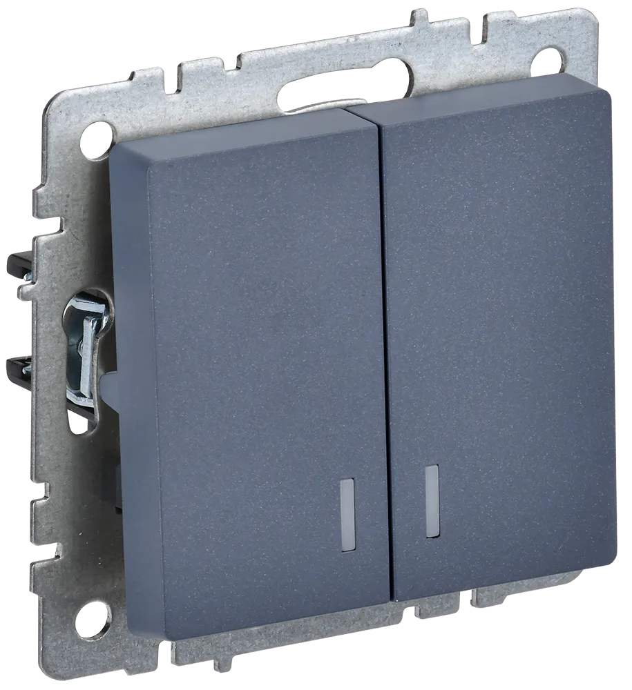 BRITE Выключатель 2-клавишный с индикацией 10А ВС10-2-1-БрМ маренго IEK