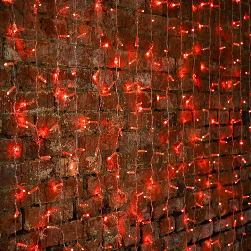 Гирлянда светодиодная Занавес 2х1,5м 192 LED КРАСНЫЙ прозрачный ПВХ IP65 постоянное свечение 230В блок в комплекте NEON-NIGHT 235-302-6